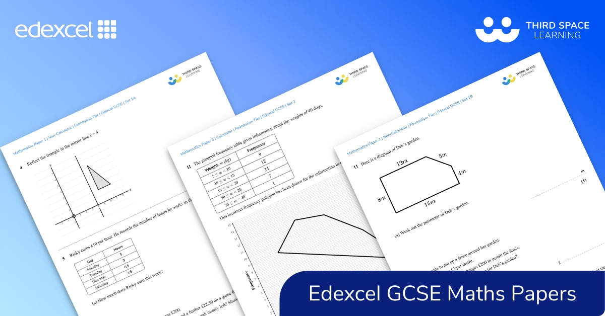 Edexcel Maths Papers - GCSE [FREE] - Third Space Learning