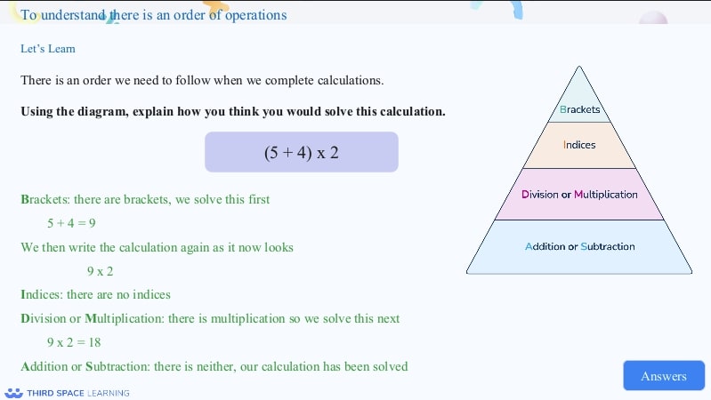 US TSL lesson slide on what is order of operations