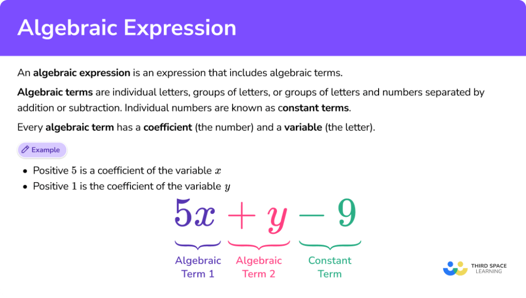 Algebraic Expression Math Steps Examples Questions