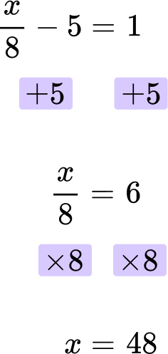 Solve equations with fractions practice question 3