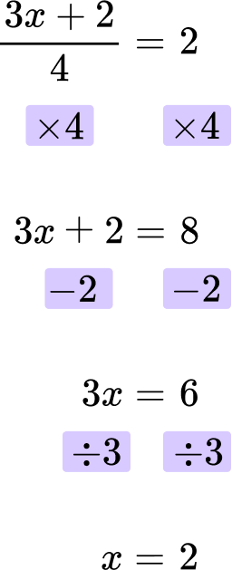 Solve equations with fractions practice question 4