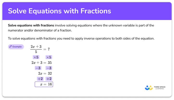 Solve equations with fractions