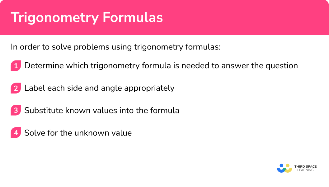 Explain how to solve problems using trigonometry formulas
