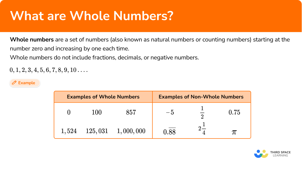 Whole Numbers - Math Steps, Examples & Questions