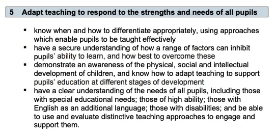 Standard 5 of the Teachers' Standards 2011