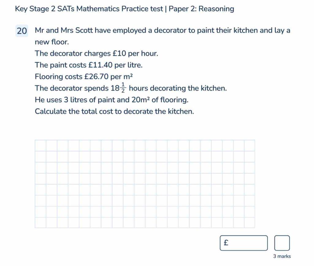 SATs maths paper sample paper 2 reasoning: question from Set 1.