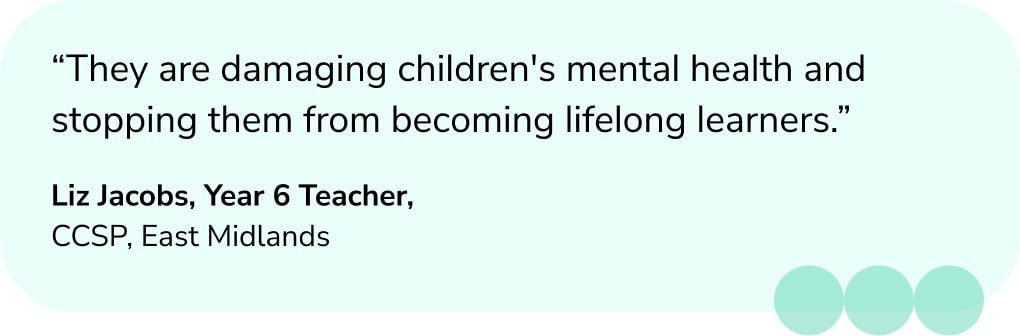 Quote from Year 6 on the effect on SATs 2023 on pupil and staff wellbeing
