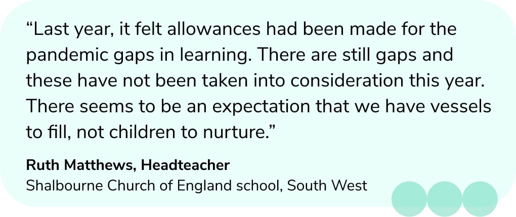 Quote from Headteacher on Maths SATs 2023 and the effect of the pandemic on pupils
