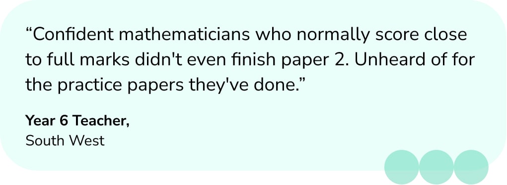 Quote from Year 6 teacher on Maths SATs 2023