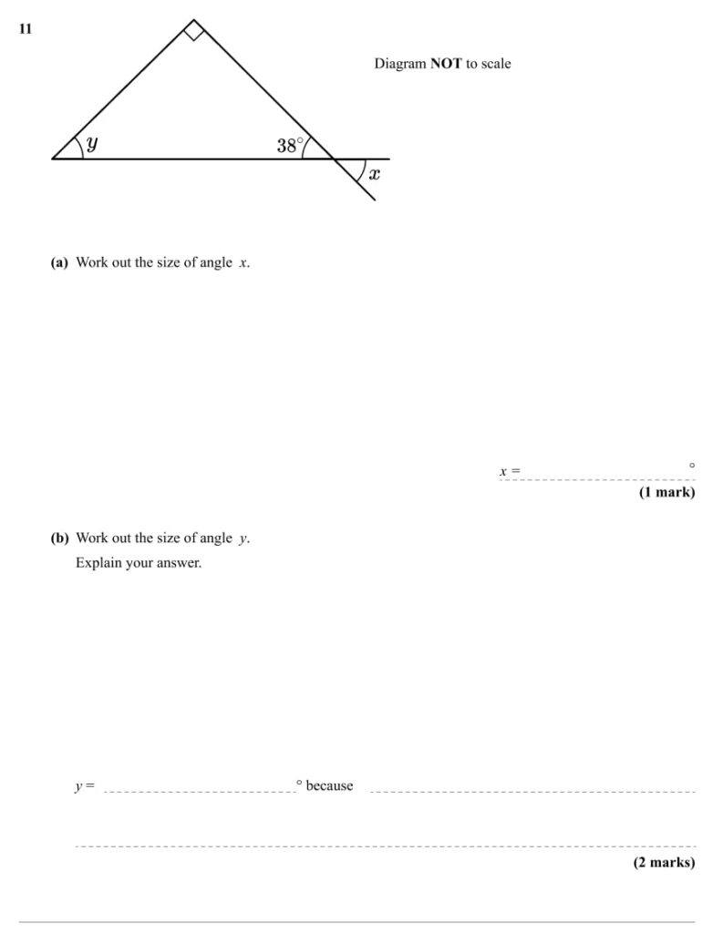Year 7 maths test diagram questions