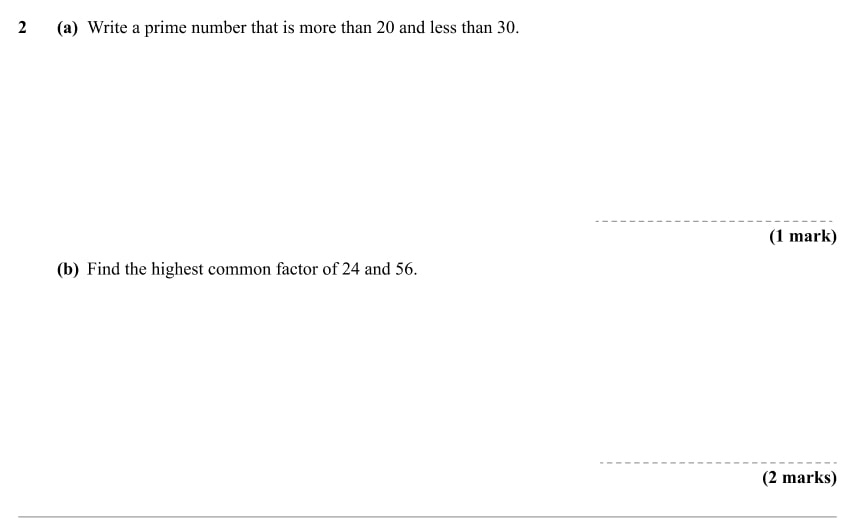 year 9 maths test prime number