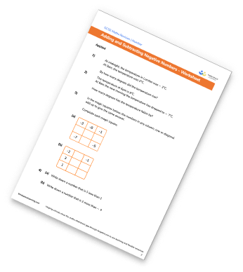 Adding and subtracting negative numbers worksheet