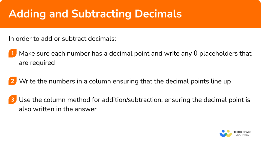 Explain how to add and subtract decimals