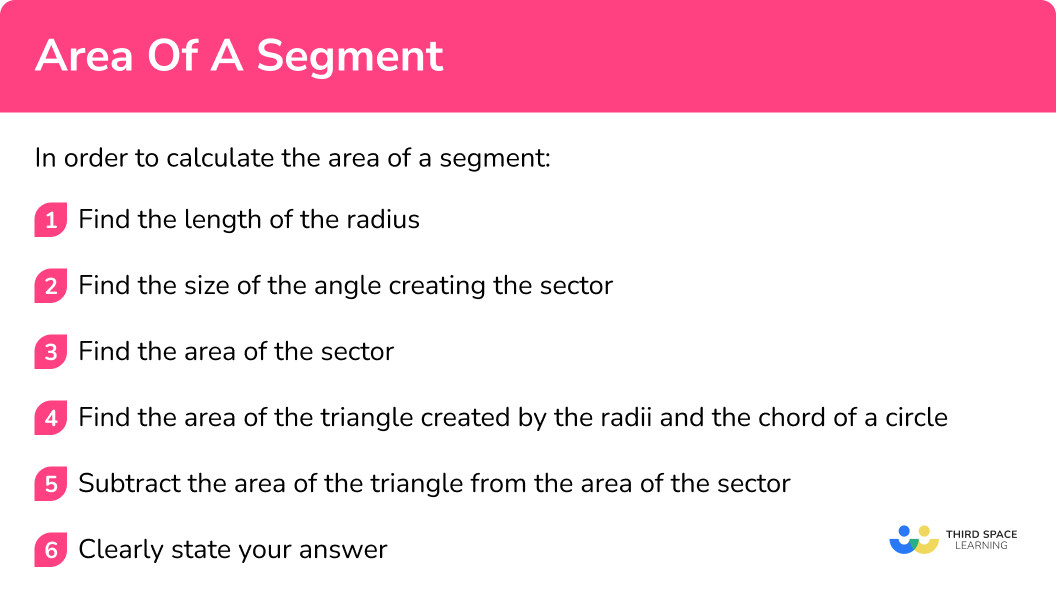Explain how to calculate the area of a segment