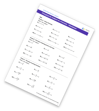 Changing the Subject of a Formula worksheet