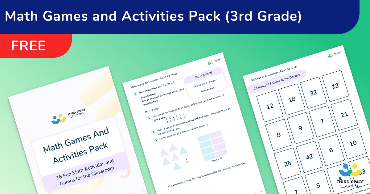 16 Fun Math Games and Activities Pack for 3rd Grade