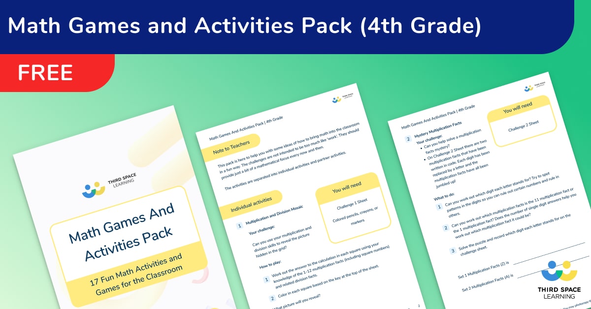 Math Games And Activities Pack Grade 4 OG Image 