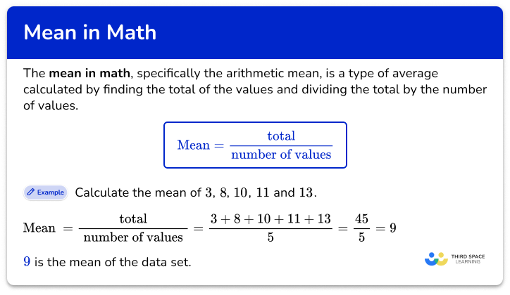 Mean In Math Math Steps Examples Questions