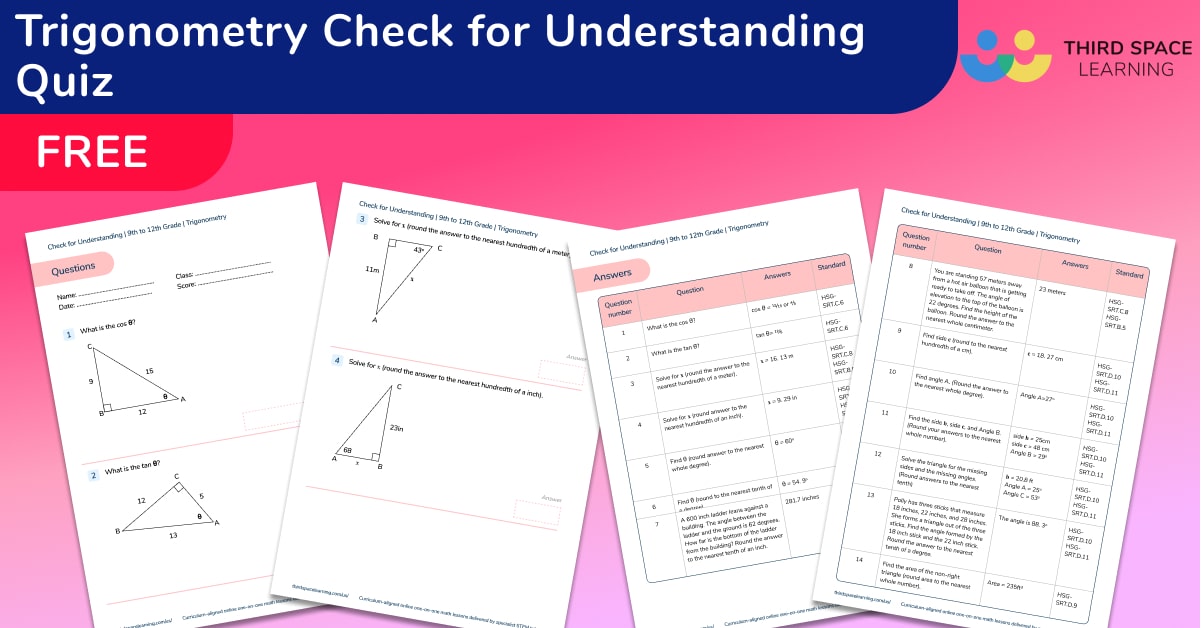 [FREE] Trigonometry Check for Understanding Quiz - Third Space Learning
