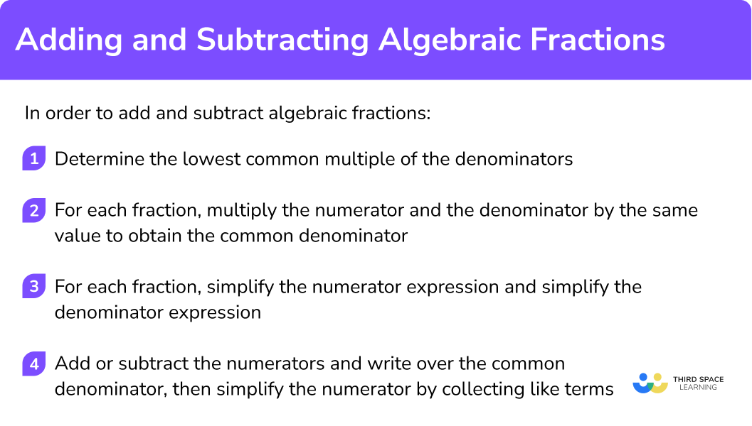 How to add and subtract algebraic fractions