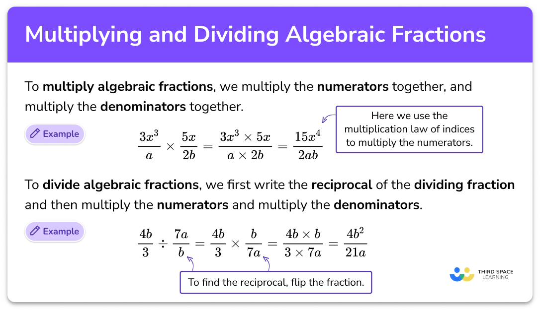 Multiplying and dividing algebraic fractions
