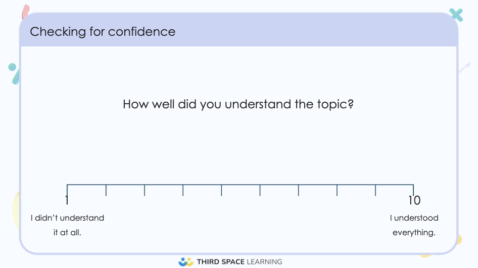 Rating scale designed for students to reflect on a learning session