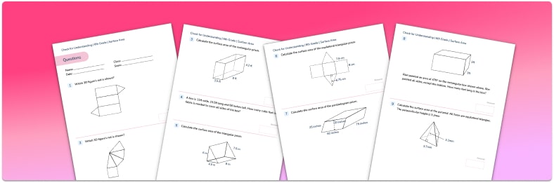 Surface Area Check for Understanding Quiz