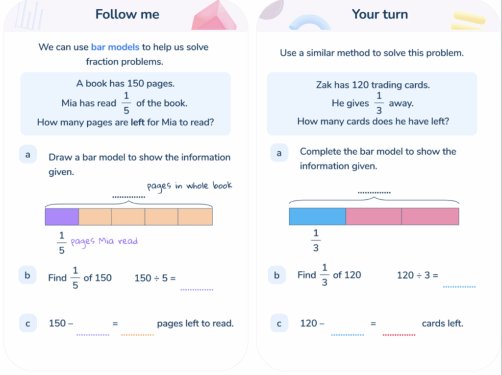 Third Space Learning AI tutoring lesson slide on fraction word problems