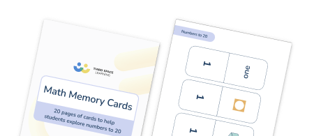 Numbers to 20 Math Memory Cards
