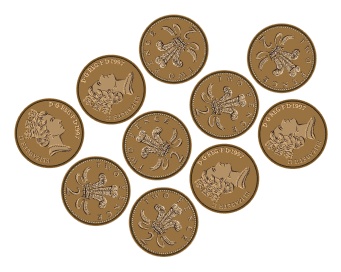 Coins used for fraction games.