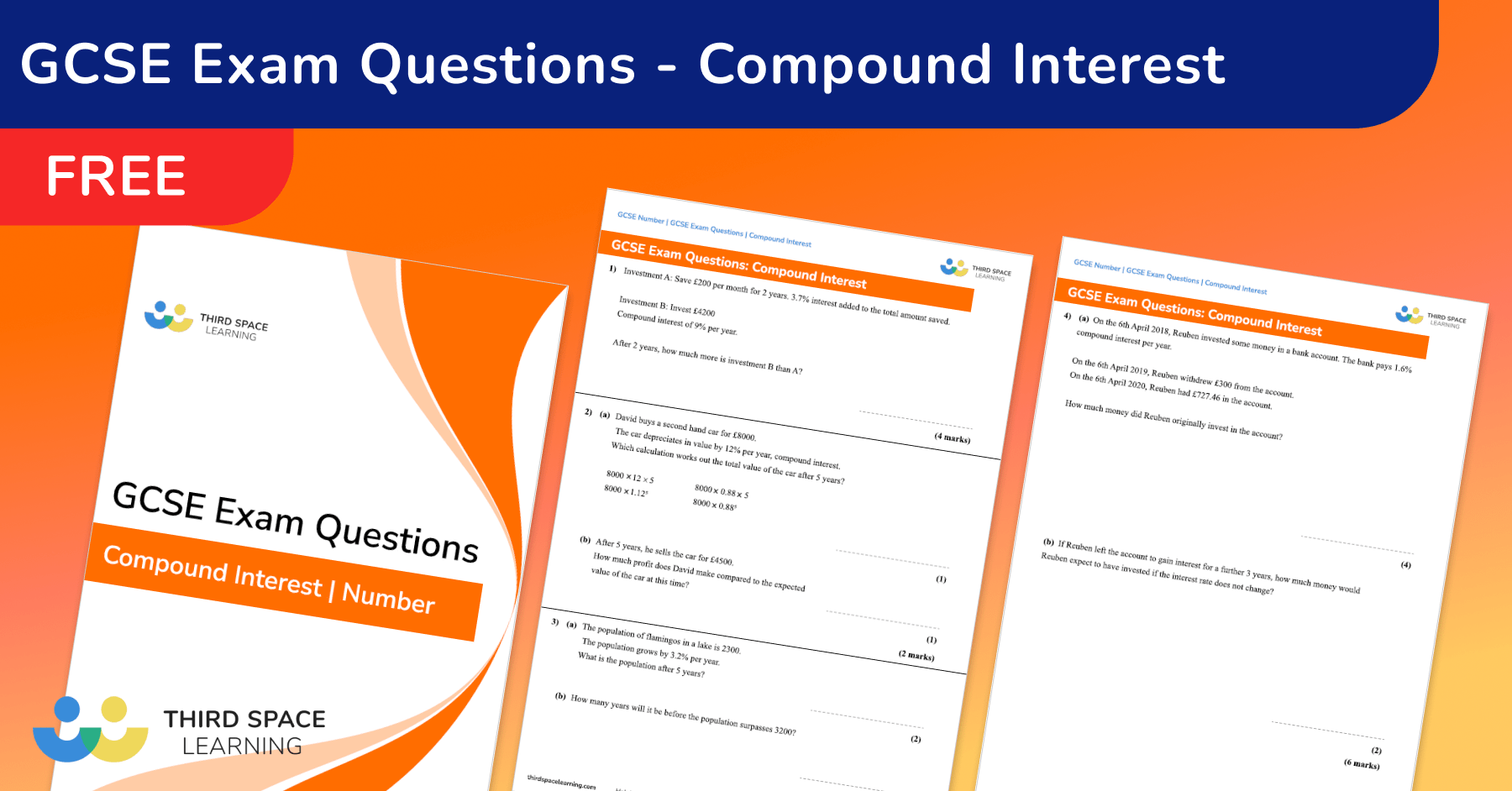 Compound Interest Exam Questions - GCSE Maths [FREE]