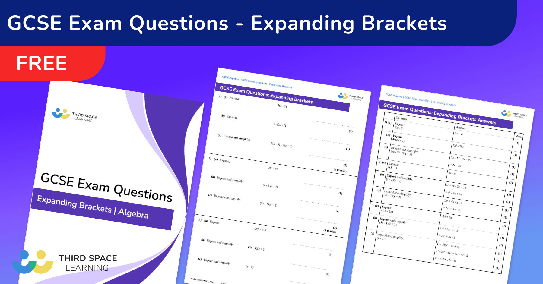 Expanding Brackets Exam Questions GCSE Maths [FREE]