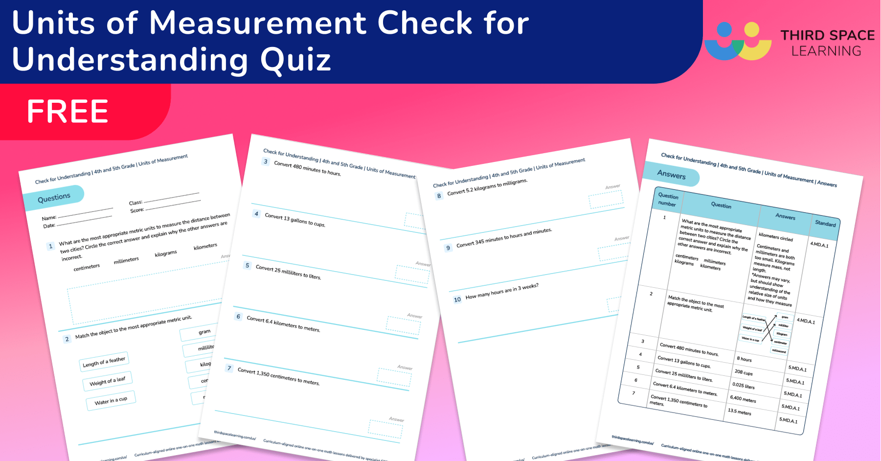  free units of measurement check for understanding