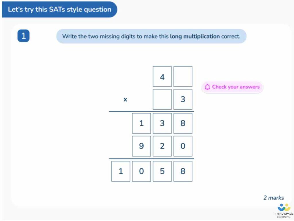 A Third Space Learning online SATs revision session on Reasoning with solving multiplication and division problems.