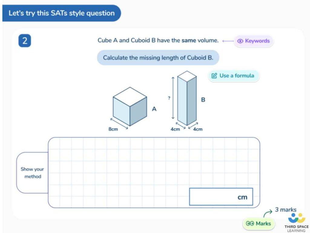 A Third Space Learning SATs lesson set out as per the SATs test but with helpful support prompts.