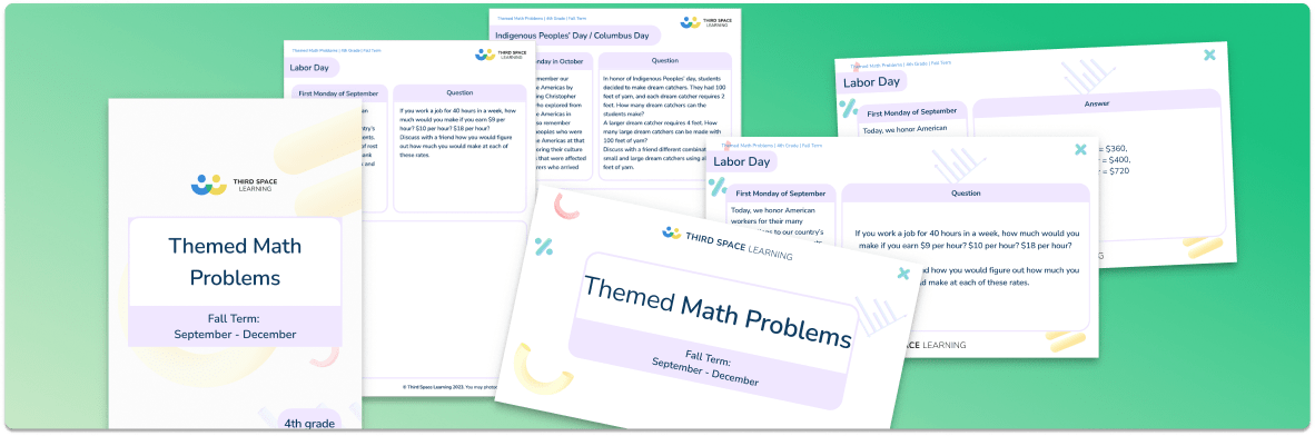 Themed Math Problems: Fall Term (Sep – Dec), 4th Grade