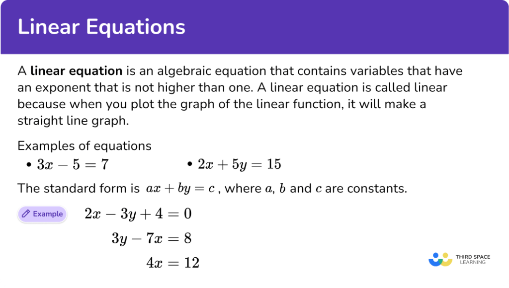 Linear Equations - Math Steps, Examples & Questions