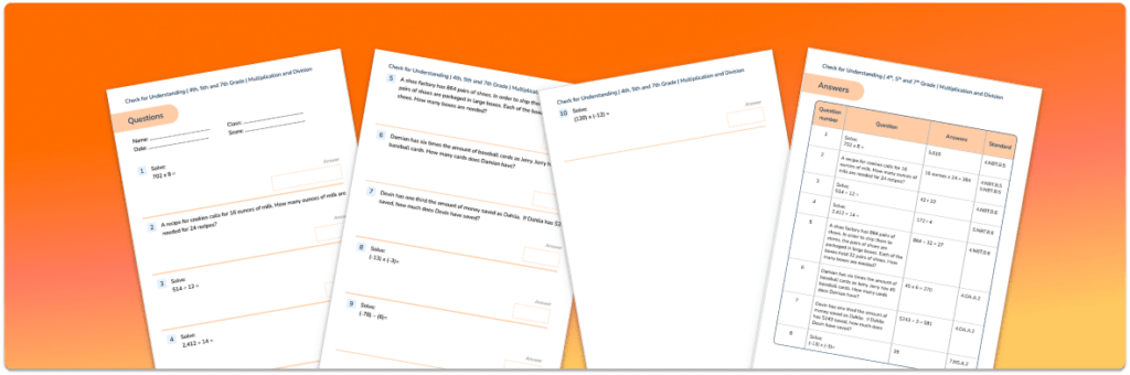 [FREE] Multiplication and Division Check for Understanding