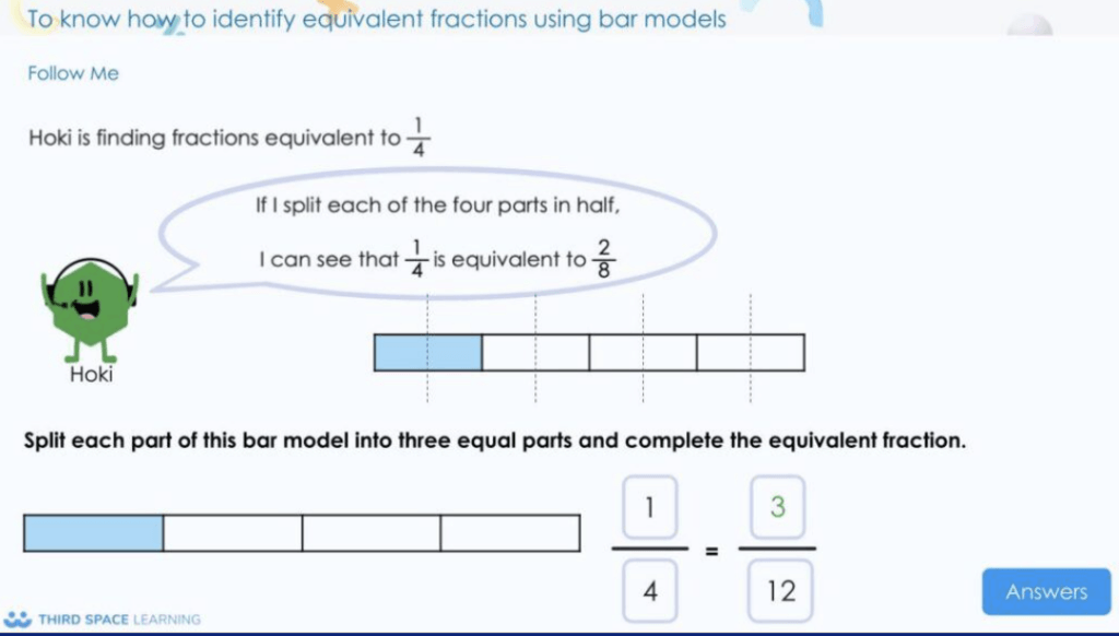 equivalent fractions using bar models