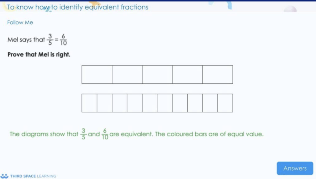 how to identify equivalent fractions example