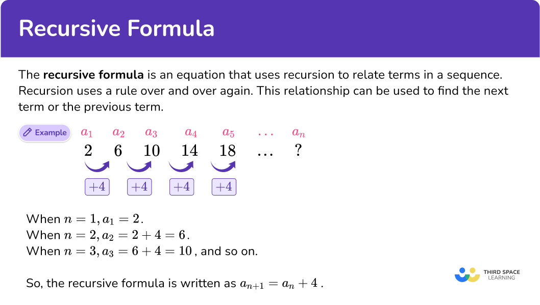 Recursive Formula Example Problem Using Recursive Form