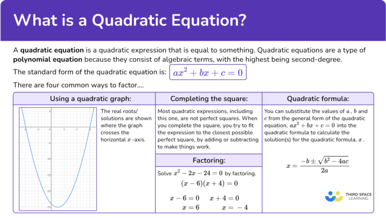 Quadratic Equation - Math Steps, Examples & Questions