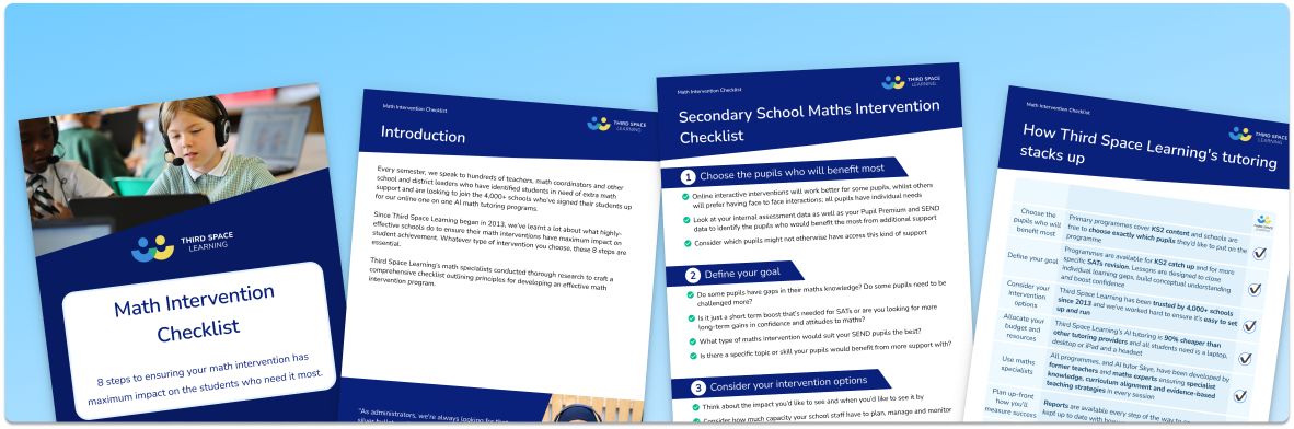 Math Intervention Checklist