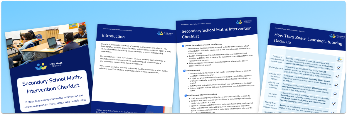 Secondary School Maths Intervention Checklist