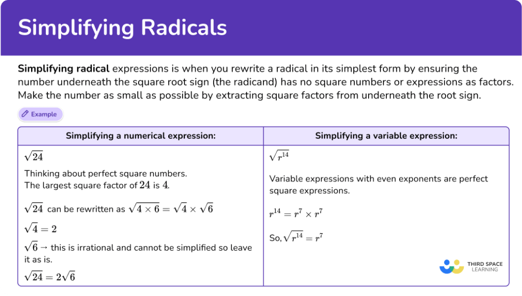 How To Simplify Radicals - Math Steps, Examples & Questions