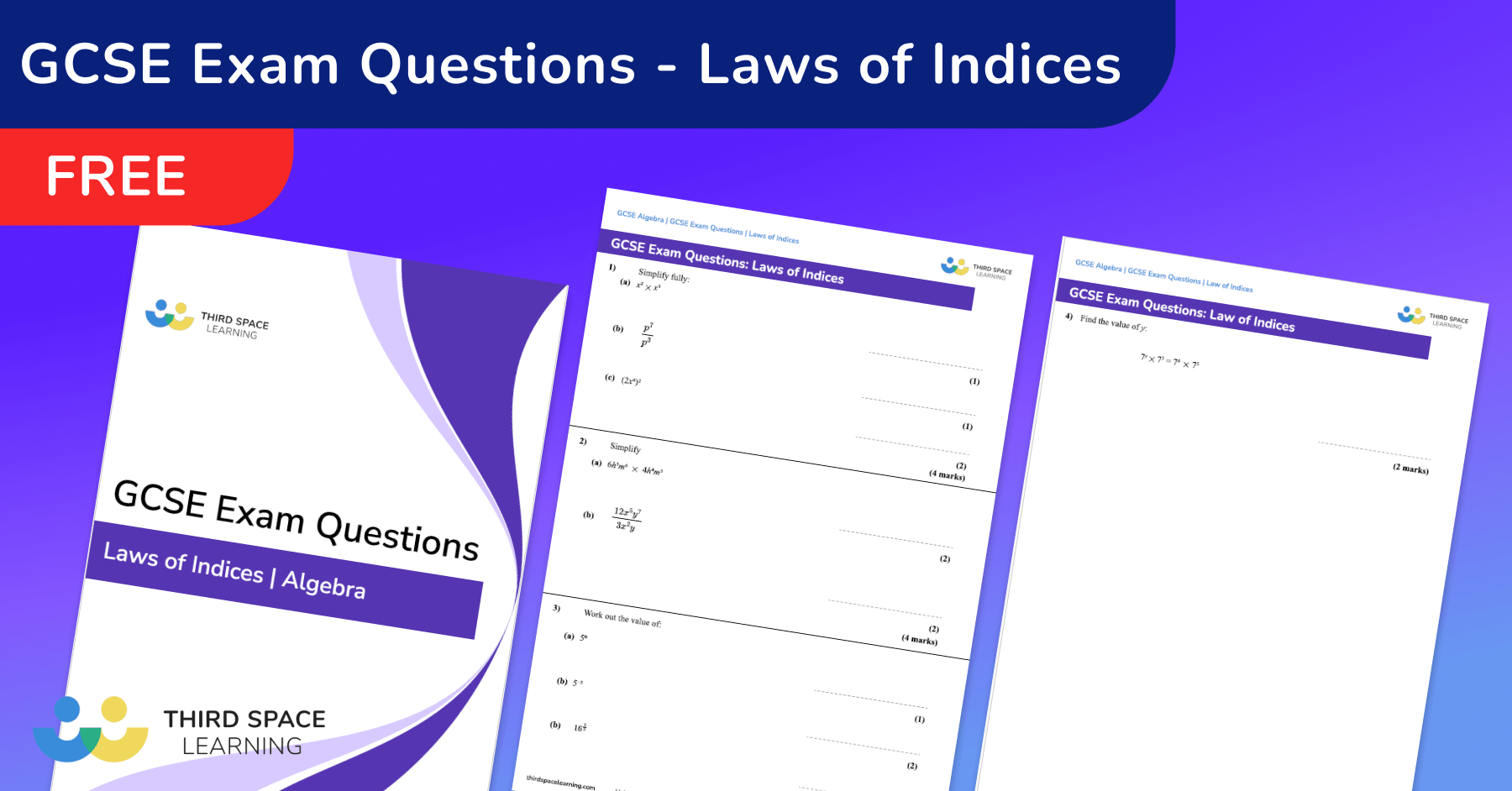 Laws Of Indices Exam Questions - GCSE Maths [FREE]