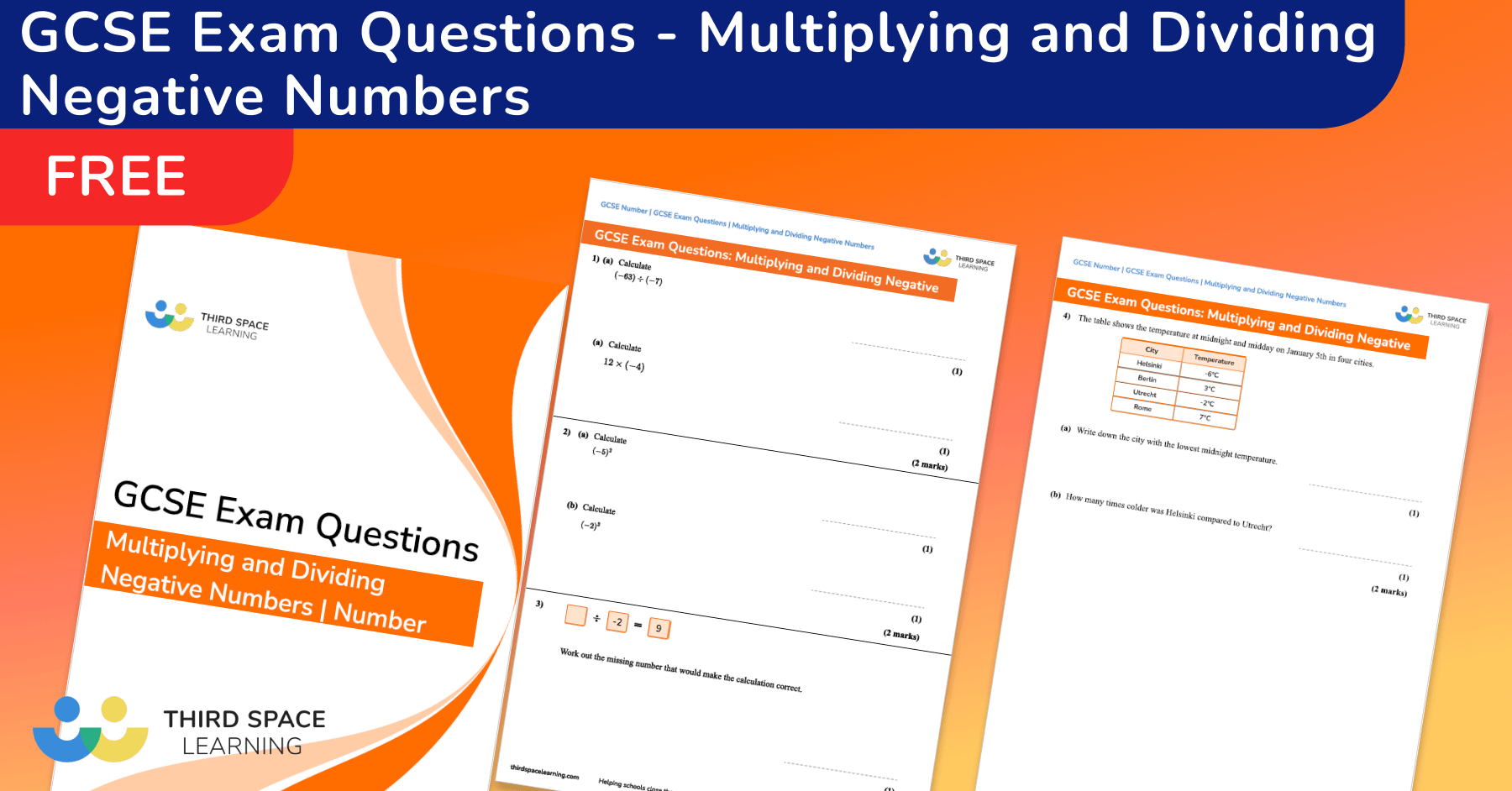 [FREE] GCSE Exam Questions Multiplying and Dividing Negative Numbers