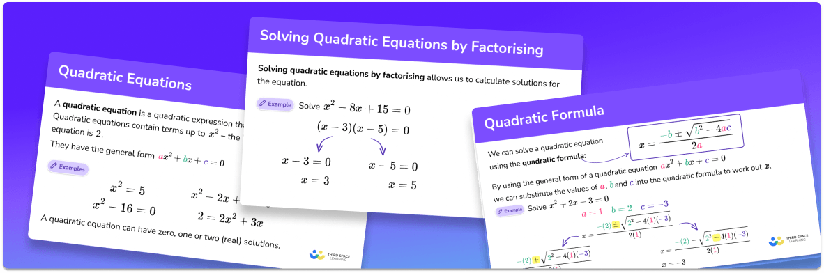 GCSE Revision Cards: Quadratic Equations