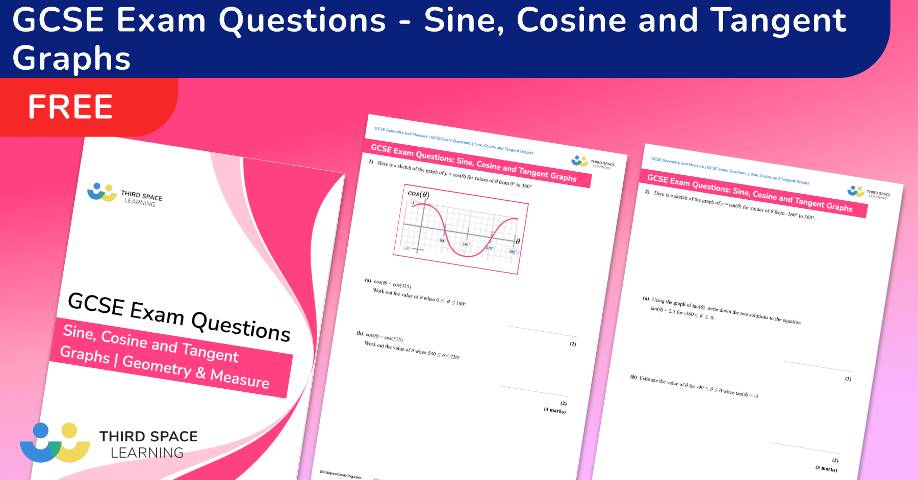 Sine, Cosine And Tangent Graph Exam Questions - GCSE Maths [FREE]