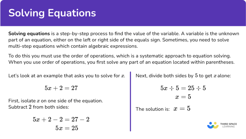 Solving Equations - Math Steps, Examples & Questions